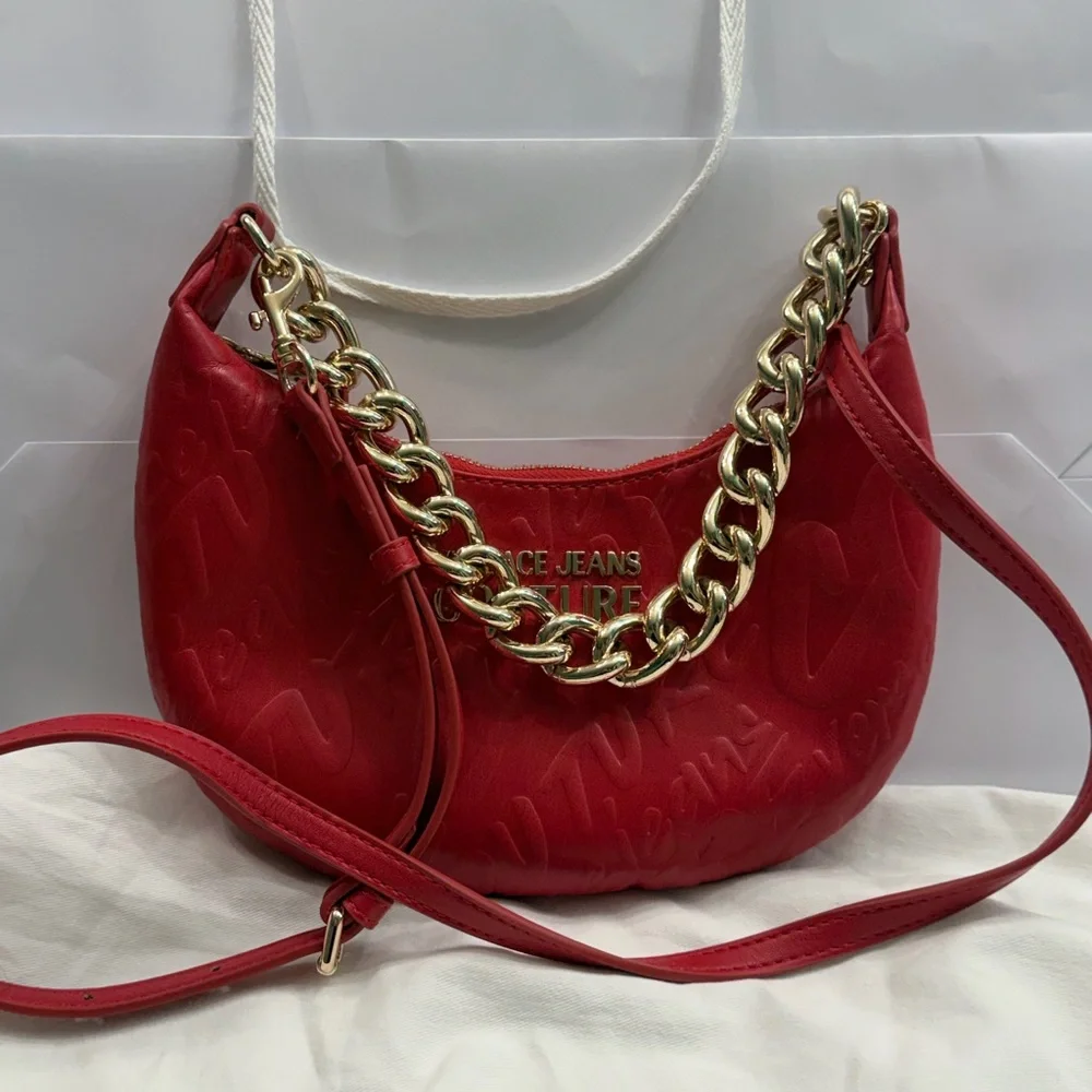Versace Jeans Collection Red Quilted Mini Crossbody with Gold Hardware - Picture 3 of 5